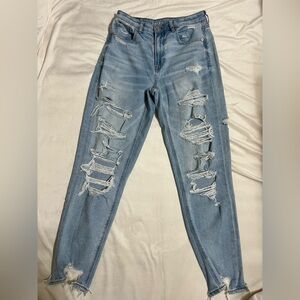 American Eagle Outfitters Ripped Light Blue Mom Jeans